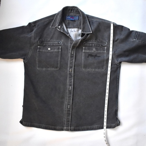 Vintage Phat farm black denim light jacket mens hip hop button down - Picture 5 of 11